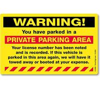 SmartSign Warning - You Have Parked in a Private Parking Area Parking Violation Sticker |5" x 8" Fluorescent Paper