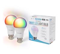 SMARTSPEC Smart Bulb 2 Pack, Smart WiFi LED Light. Works with Amazon Alexa, Google Home, Apple Home. Colour Changeable. Multicolour Smart Light Bulb NUUK-A60 ACK Matter B22