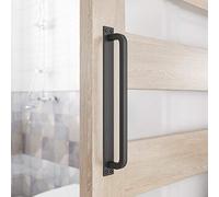 SMARTSTANDARD 12” Antique Rustic Handmade Barn Door Handles, Black Flush Long Base Handle Pull, for Gate, Shed, Garage
