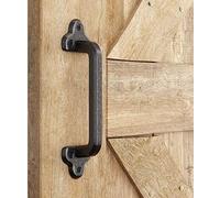 SMARTSTANDARD Heavy Duty 9" Antique Barn Door Handle, Large Rustic Retro Cast Iron Handle for Gates Garages Sheds Furniture, Black Powder Coated Finish, Square,