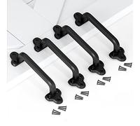 SMARTSTANDARD Heavy Duty 9" Antique Barn Door Handle Set of 4, Large Rustic Retro Cast Iron Handle for Gates Garages Sheds Furniture, Black Powder Coated Finish, Square