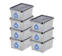 SmartStore 13 L Waterproof Plastic Storage Boxes with Lids, Set of 7, Frosted, Stackable and Nestable, 10 Year Guarantee, Food Safe and BPA Free, IP64 rating, L40 x W30 x H20 cm, Anthracite