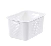 SmartStore 13L Recycled Plastic Storage Basket with handles - White - Sustainable, Stackable and Nestable - 10 Year Guarantee - Medium basket - L37 x W28 x H20 cm