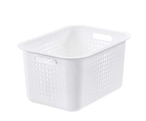 SmartStore 13L Recycled Plastic Storage Basket with handles - White - Sustainable, Stackable and Nestable - 10 Year Guarantee - Medium basket - L37 x W28 x H20 cm