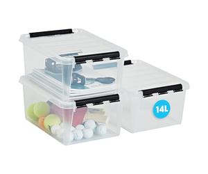 SmartStore 14L 3 Pack Reinforced Large Clear Food Storage Box with Lid Clip Lock Stackable BPA Free Plastic 40 x 30 x 18 cm (L x W x H)