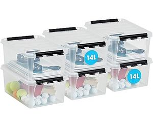 SmartStore 14L Clear Plastic Storage Boxes with Lid, 6 Pack, Reinforced, 10 Year Guarantee, Food Safe, Clip Locked, Stackable and Nestable, BPA Free L40 x W30 x H18 cm