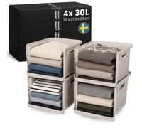 SmartStore 4x Wardrobe Storage Organiser 17.6L Linen with Handles