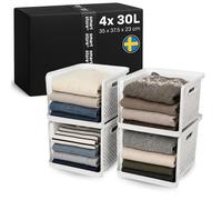 SmartStore 4x Wardrobe Storage Organiser 17.6L Off White with Handles