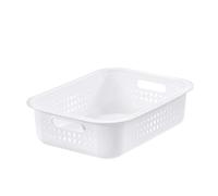 SmartStore 6L Recycled Plastic Storage Basket with handles - White - Sustainable, Stackable and Nestable - 10 Year Guarantee - Small basket - L37 x W28 x H10 cm