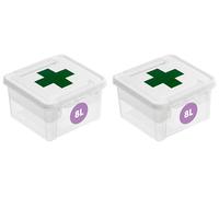 SmartStore 8L Plastic First Aid Box - Medicine Storage Box with Insert - Transparent and Lockable Medicine Box - BPA Free - Clip Locked - L28 x W28 x H17cm (Pack of 2)