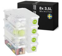 SmartStore - 8x Plastic Storage Box with Lid Classic 3.5L (38x14x11cm) |Storage Drawers|Food-Safe Material|Kitchen & Organisation|BPA-Free|Durable Container for Home & Office|10-Year Warranty