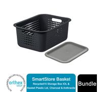 2Pack Recycled Storage Box and Plastic Lid - White / 10l