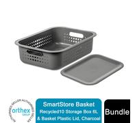 2Pack Recycled Storage Box and Plastic Lid - White / 10l