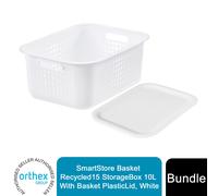 2Pack Recycled Storage Box and Plastic Lid - White / 10l