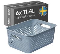 SmartStore Basket with Handles in Blue 11.4L 6 x (36.5x27x15cm) | Basket from Recycled Plastic | Essence L Basket | Plastic Storage Boxes with 10-year Warranty