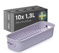 SmartStore Basket with Handles in Lavender 10 x 1.3L (29.5x10x6.5cm) | Small Basket from Recycled Plastic | Essence Slim Basket | Storage Boxes with 10-year Warranty