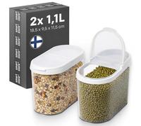 SmartStore Cereal Storage Containers, Set of 2 x 1.1 L | Stackable, Clear, Flip Lid | BPA-Free Pantry Organiers Kitchen Storage Containers | ideal for dry foods nuts, grains, sugar