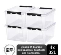 SmartStore Classic 31 Transparent Storage Box 32L, 4pk