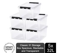 SmartStore Classic 31 Transparent Storage Box 32L, 5pk