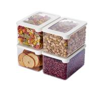 SmartStore Clear Airtight Dry Food Containers with Lids 1.65L Set of 4-20% Bio-based Plastic Storage Box with Lid, BPA Free, Dishwasher Safe - Stacking Kitchen Storage Containers - 18 x 12.5 x 10cm