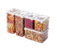 SmartStore Clear Airtight Dry Food Containers with Lids Starter Set of 5-20% Biobased Plastic Storage Box with Lid, BPA Free, Dishwasher Safe - Kitchen Storage Containers 2x 0.8L, 2x 1.6L, 1x 1.65L