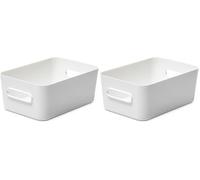 SmartStore Compact Box M | White Medium Storage Container | Stackable Kitchen Box | Ideal For Fridge & Small Items (Pack of 2)