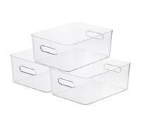 SmartStore Compact Clear Containers Pack of 3 Large 15.4L Multipurpose Storage Boxes with Secure Lids for Kitchen, Pantry, and Home Use