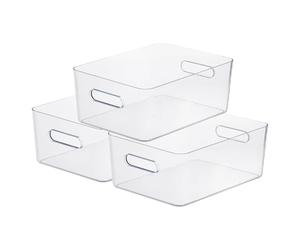 SmartStore Compact Clear Containers Pack of 3 Large 15.4L Multipurpose Storage Boxes with Secure Lids for Kitchen, Pantry, and Home Use