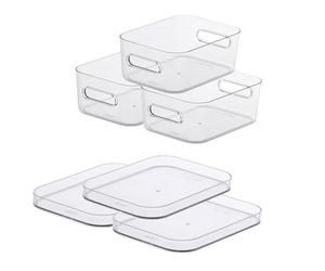 SmartStore Compact Clear Containers Pack of 3 Small 1.5L Airtight Storage Boxes for Kitchen, Pantry, Food, and Home Organization