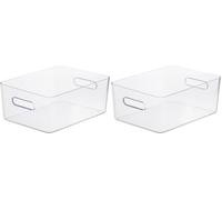 SmartStore Compact Clear Storage Box L 15.4l | Large Transparent Organiser | Premium Quality for Space Saving | Stackable Versatile | Home Office Bathroom Living Room (Pack of 2)