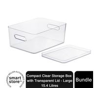 SmartStore Compact Clear Storage Box with Transparent Lid - Large, 15.4 Litres