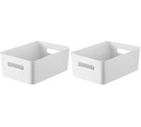 SmartStore Compact Storage Box L White | Large Modular Stylish Design with solid Material | Versatile Storage Solution for Home Office and Bathroom (Pack of 2)