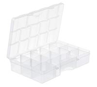 SmartStore Compartment Storage Box, Medium, Clear Organiser Box, 29x19x6 cm | Medium-sized sorting box for screws, nuts, sewing kit, hair accessories, craft supplies and other small parts, made of PP