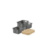 SmartStore d Basket 15' with bamboo lids x3 in Grey SmartStore Grey