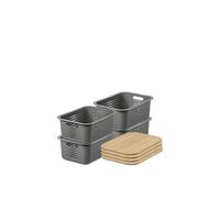 SmartStore d Basket 15' with bamboo lids x4 in Grey SmartStore Grey