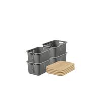 SmartStore d Basket 20' with bamboo lids x4 in Grey SmartStore Grey