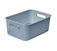 SmartStore Storage Basket with Handles in Blue 11.4L (36.5x27x15cm) | Plastic Storage Bin from Recycled Plastic | Essence L Storage Box fits A4 paper| Storage with 10-year Warranty