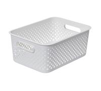 SmartStore Storage Basket with Handles in White 11.4L (36.5x27x15cm) | Plastic Storage Bin from Recycled Plastic | Essence L Storage Box fits A4 paper| Storage with 10-year Warranty