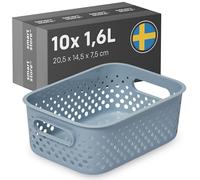 SmartStore Essence S Basket in Blue, 10 x 1.6L (20.5x14.5x7.5cm), Rectangular Plastic Storage Basket with Handles, 10-Year Warranty