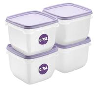 SmartStore Food Storage Containers 0.75L Set of 4 - Suitable for Fridge and Freezer - BPA Free Meal Prep Containers Reusable, Microwavable, Dishwasher Safe, Stackable and Nestable