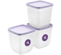 SmartStore Freezer Storage Boxes 1L Set of 3 - BPA Free Meal Prep Containers Reusable, Microwavable, Dishwasher Safe, Stackable and Nestable, Lavender