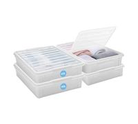 SmartStore Large Plastic Under Bed Storage Boxes with Lid and Wheels- 4 Pack - 60L - Transparent Foldable Lid - Strong Clips - Recycled Plastic Storage Boxes - 10 Year Guarantee - L79 x W59 x H18.5 cm