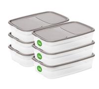SmartStore Leakproof Food Storage Container 1,6L - Set of 6 | Dishwasher, Fridge, Microwave Safe | Lunch Box Meal Prep | Food Approved, BPA Free | Airtight, Stackable, Nestable | L25 x W17 x H6,5 cm