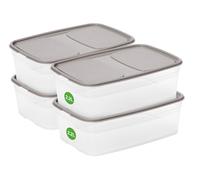 SmartStore Leakproof Food Storage Container 2,2L - Set of 4 | Dishwasher, Fridge, Microwave Safe | Lunch Box Meal Prep | Food Approved, BPA Free | Airtight, Stackable, Nestable | L25 x W17 x H8,5 cm