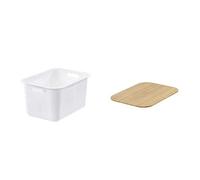 SmartStore - Plastic Storage Basket Recycled 20 Litres Set : White Basket + Bamboo Lid