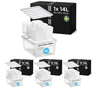 SmartStore - Plastic Storage Box with Lid Classic 14L (40x30x18cm) |Plastic Storage Drawers with Lid|Food-Safe Material|Kitchen & Organisation|Durable Container for Home & Office|10-Year Warranty