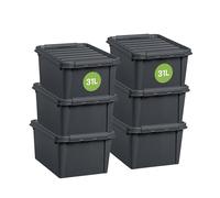 SmartStore - Recycled 31 L - Set of 6 Storage Boxes - 100% Recycled Plastic - Grey - 50 x 39 x 26 cm - 31l