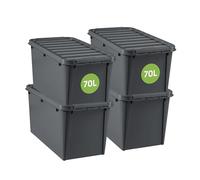 SmartStore - Recycled 70 L - Set of 4 Storage Boxes - 100% Recycled Plastic - Grey - 72 x 40 x 38 cm - 70l