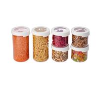 SmartStore Round Clear Dry Food Containers with Lids Starter Set of 6-20% Bio-based Plastic Storage Box with Lid, BPA Free, Dishwasher Safe - Kitchen Storage Containers 4x 0.75L, 2x 1.45L