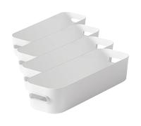 SmartStore Slim Storage Container 1.3 L | White | Kitchen, Bathroom, Office, Pantry, Fridge Organizer | Bin with Handles | Food Safe and BPA Free | 10 Year Guarantee | L29 x W9.5 x H6.5 cm (Pack of 4)